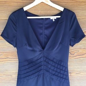 Tobi Navy Blue Short Sleeve Pleated Dress Small